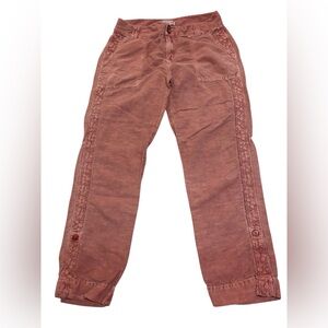 Sundance Women’s 10 Linen Cotton Blend Pants Lace Trim Dusty Pink Boho Casual